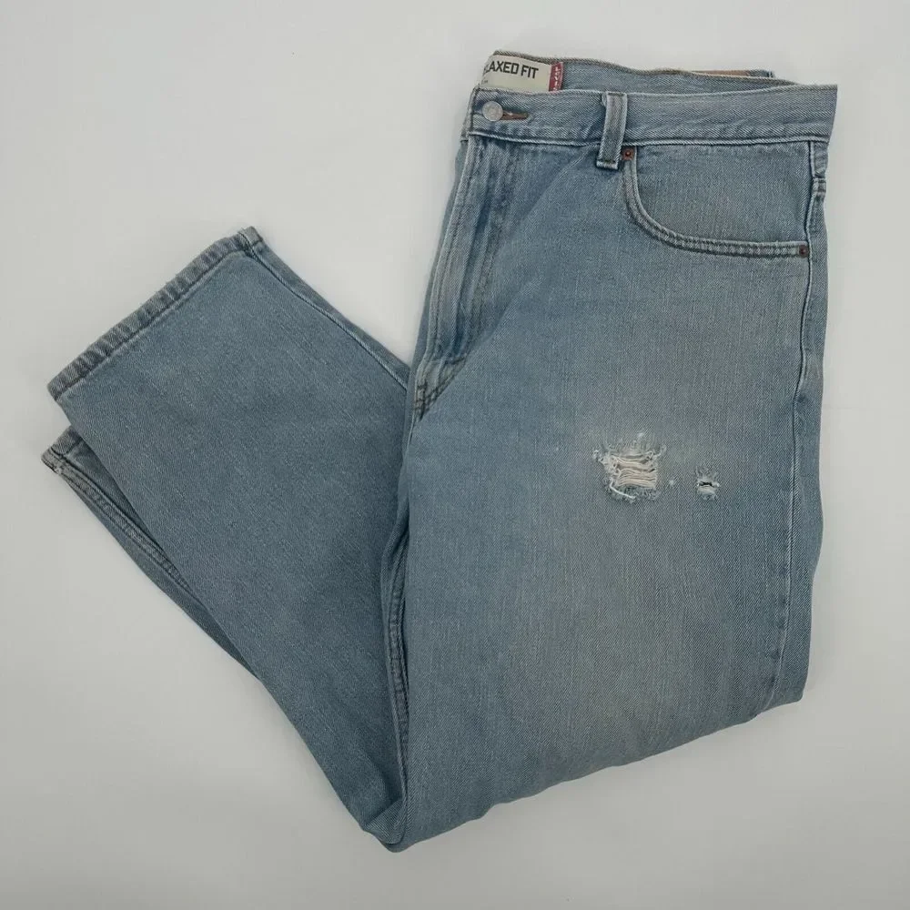 Levis 550 Jeans Men's 42x30 Blue‎ Denim Distressed Relaxed Fit Mid-Rise Outdoor